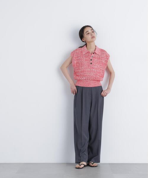 N.（N. Natural Beauty Basic）（エヌエヌナチュラルビューティーベーシック）の「メランジニットポロ（ニット/セーター・レディース・レッド/ブラック/イエロー・ﾌﾘ-）」の15枚目の写真