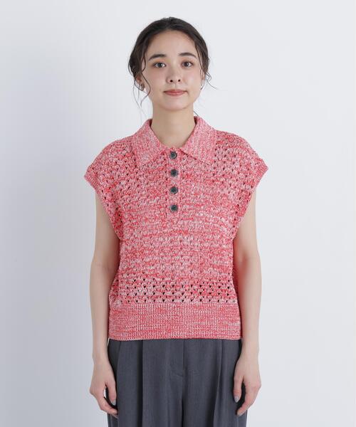 N.（N. Natural Beauty Basic）（エヌエヌナチュラルビューティーベーシック）の「メランジニットポロ（ニット/セーター・レディース・レッド/ブラック/イエロー・ﾌﾘ-）」の17枚目の写真