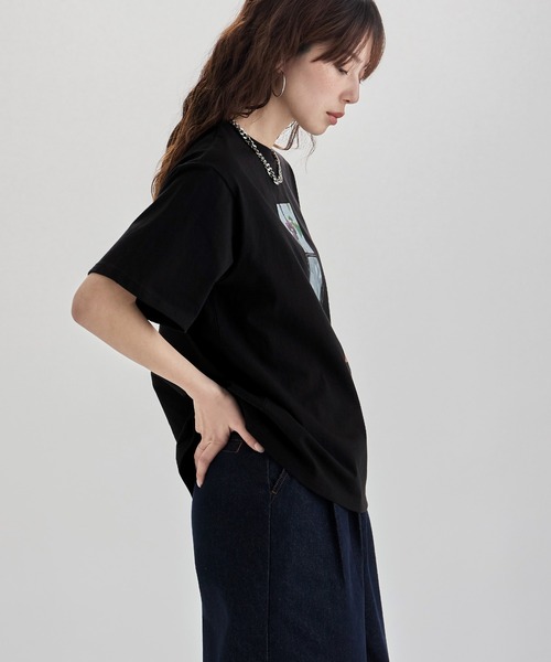 etoll.(エトル)の「UVカット&接触冷感 フルーツフォトプリントTシャツ(Tシャツ/カットソー・レディース・オフホワイト/ホワイト系2/ブラック/ブラック系2・FREE)」の13枚目の写真