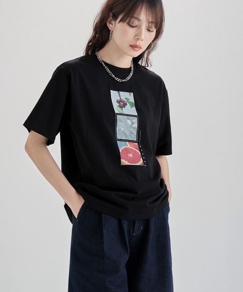 etoll.(エトル)の「UVカット&接触冷感 フルーツフォトプリントTシャツ(Tシャツ/カットソー・レディース・オフホワイト/ホワイト系2/ブラック/ブラック系2・FREE)」の16枚目の写真