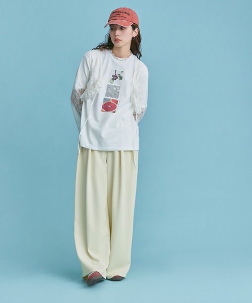 etoll.(エトル)の「UVカット&接触冷感 フルーツフォトプリントTシャツ(Tシャツ/カットソー・レディース・オフホワイト/ホワイト系2/ブラック/ブラック系2・FREE)」の9枚目の写真