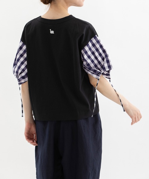 nop de nod(ノップドゥノッド)の「USコットン布帛袖カットソー(Tシャツ/カットソー・レディース・ライトブルー/スミクロ/オフホワイト/ブラック・3)」の9枚目の写真