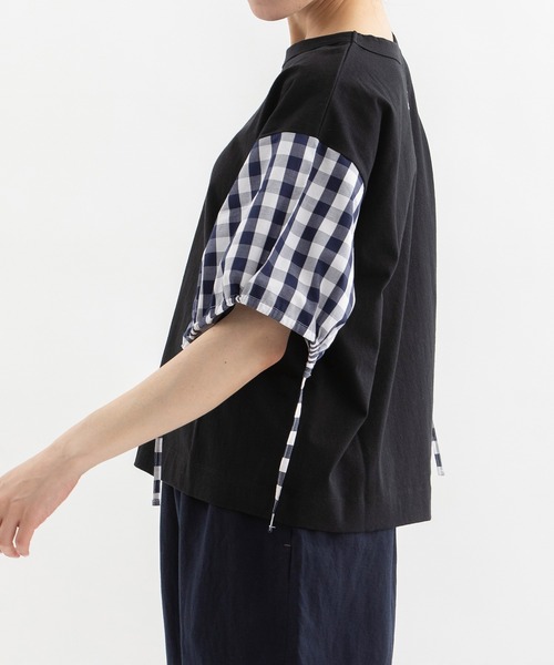nop de nod(ノップドゥノッド)の「USコットン布帛袖カットソー(Tシャツ/カットソー・レディース・ライトブルー/スミクロ/オフホワイト/ブラック・3)」の10枚目の写真
