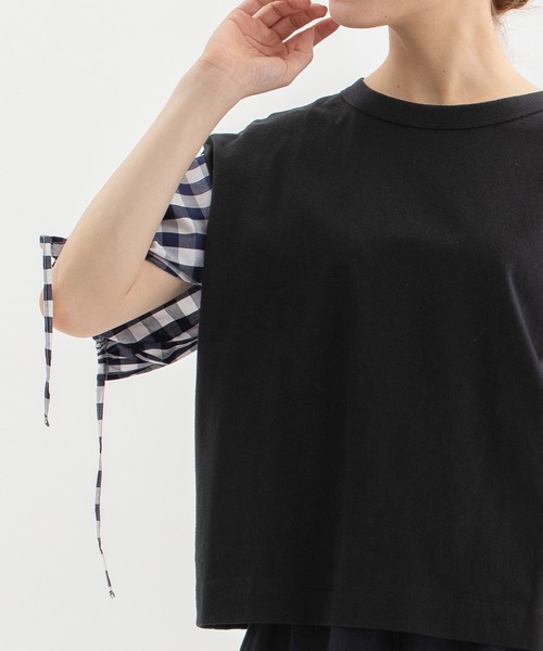 nop de nod(ノップドゥノッド)の「USコットン布帛袖カットソー(Tシャツ/カットソー・レディース・ライトブルー/スミクロ/オフホワイト/ブラック・3)」の11枚目の写真