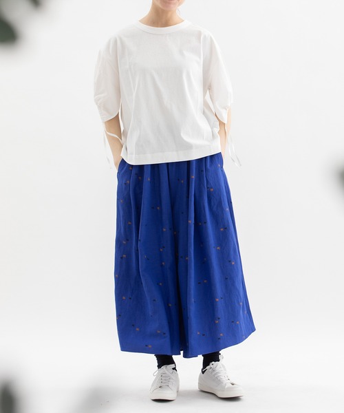 nop de nod(ノップドゥノッド)の「USコットン布帛袖カットソー(Tシャツ/カットソー・レディース・ライトブルー/スミクロ/オフホワイト/ブラック・3)」の12枚目の写真
