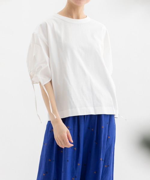 nop de nod(ノップドゥノッド)の「USコットン布帛袖カットソー(Tシャツ/カットソー・レディース・ライトブルー/スミクロ/オフホワイト/ブラック・3)」の15枚目の写真