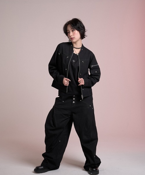 VI E DIT（ヴィエディット）の「Fragment Panel Short Blouson/フラグメントパネルショートブルゾン〈セットアップ着用可能〉（デニムジャケット・メンズ・ブラック/その他1・1/2）」の8枚目の写真