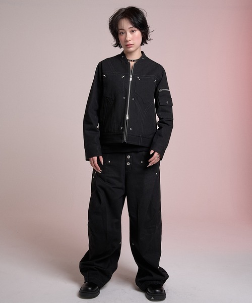 VI E DIT（ヴィエディット）の「Fragment Panel Short Blouson/フラグメントパネルショートブルゾン〈セットアップ着用可能〉（デニムジャケット・メンズ・ブラック/その他1・1/2）」の7枚目の写真