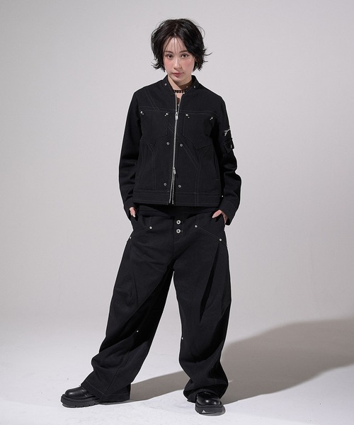 VI E DIT（ヴィエディット）の「Fragment Panel Short Blouson/フラグメントパネルショートブルゾン〈セットアップ着用可能〉（デニムジャケット・メンズ・ブラック/その他1・1/2）」の5枚目の写真