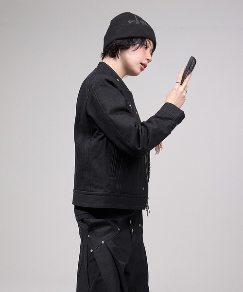 VI E DIT（ヴィエディット）の「Fragment Panel Short Blouson/フラグメントパネルショートブルゾン〈セットアップ着用可能〉（デニムジャケット・メンズ・ブラック/その他1・1/2）」の4枚目の写真