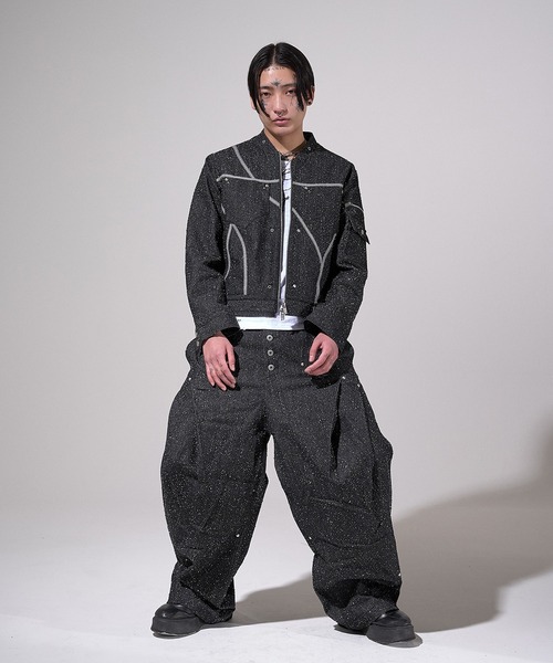 VI E DIT（ヴィエディット）の「Fragment Panel Short Blouson/フラグメントパネルショートブルゾン〈セットアップ着用可能〉（デニムジャケット・メンズ・ブラック/その他1・1/2）」の10枚目の写真