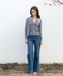 Rosy Halter Knit Gray Cardigan