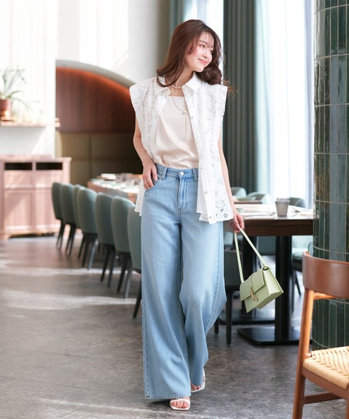 RUIRUE BOUTIQUE(ルイルエブティック)の「洗える | パールボタン ・ レース ペプラム ジレ | ジャケット・ベスト・レースジレ(その他アウター・レディース・ブラック/ホワイト・S/M/L)」の4枚目の写真