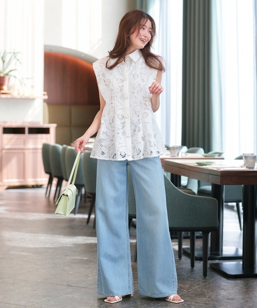RUIRUE BOUTIQUE(ルイルエブティック)の「洗える | パールボタン ・ レース ペプラム ジレ | ジャケット・ベスト・レースジレ(その他アウター・レディース・ブラック/ホワイト・S/M/L)」の6枚目の写真