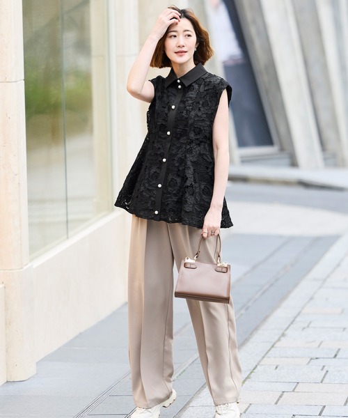 RUIRUE BOUTIQUE(ルイルエブティック)の「洗える | パールボタン ・ レース ペプラム ジレ | ジャケット・ベスト・レースジレ(その他アウター・レディース・ブラック/ホワイト・S/M/L)」の12枚目の写真