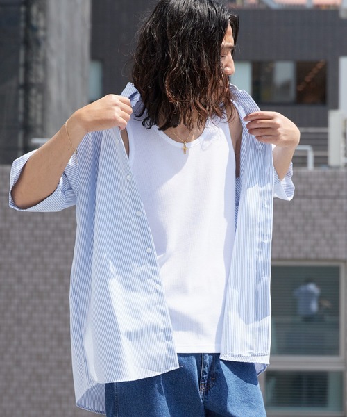 ROOPTOKYO（ループトウキョウ）の「ワッフル生地タンクトップ 無地 ノースリーブ 2026年 夏 夏服（タンクトップ・メンズ・ホワイト/ブラック・S/M/L）」の2枚目の写真