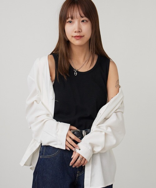 ROOPTOKYO（ループトウキョウ）の「ワッフル生地タンクトップ 無地 ノースリーブ 2026年 夏 夏服（タンクトップ・メンズ・ホワイト/ブラック・S/M/L）」の16枚目の写真