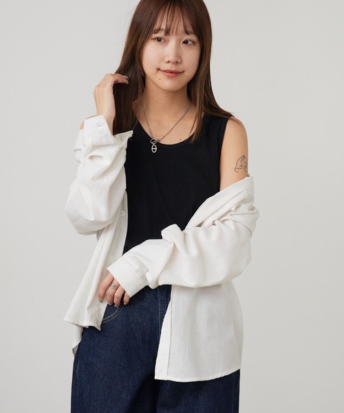 ROOPTOKYO（ループトウキョウ）の「ワッフル生地タンクトップ 無地 ノースリーブ 2026年 夏 夏服（タンクトップ・メンズ・ホワイト/ブラック・S/M/L）」の17枚目の写真