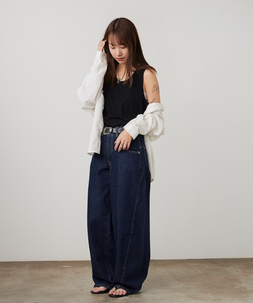ROOPTOKYO（ループトウキョウ）の「ワッフル生地タンクトップ 無地 ノースリーブ 2026年 夏 夏服（タンクトップ・メンズ・ホワイト/ブラック・S/M/L）」の22枚目の写真