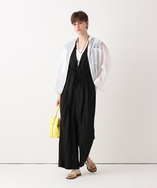 allureville(アルアバイル)の「リネンVカラーコンビネゾン(つなぎ/オールインワン・レディース・ブラック/インディゴブルー・2/1)」の14枚目の写真