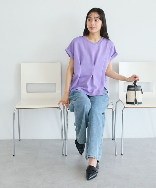 CRAFT STANDARD BOUTIQUE(クラフトスタンダードブティック)の「ライトダンボールタックプルオーバー(Tシャツ/カットソー・レディース・パープル/ネイビー/オフホワイト・FREE)」の5枚目の写真
