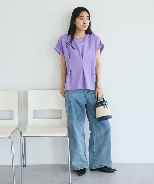 CRAFT STANDARD BOUTIQUE(クラフトスタンダードブティック)の「ライトダンボールタックプルオーバー(Tシャツ/カットソー・レディース・パープル/ネイビー/オフホワイト・FREE)」の6枚目の写真