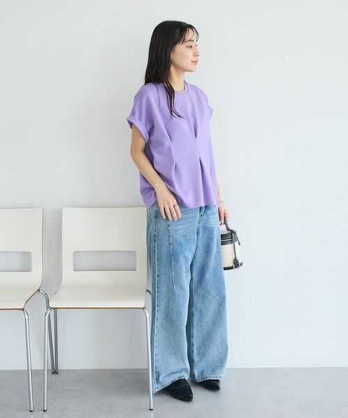 CRAFT STANDARD BOUTIQUE(クラフトスタンダードブティック)の「ライトダンボールタックプルオーバー(Tシャツ/カットソー・レディース・パープル/ネイビー/オフホワイト・FREE)」の7枚目の写真