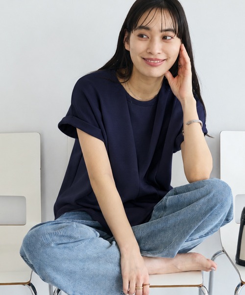 CRAFT STANDARD BOUTIQUE(クラフトスタンダードブティック)の「ライトダンボールタックプルオーバー(Tシャツ/カットソー・レディース・パープル/ネイビー/オフホワイト・FREE)」の3枚目の写真