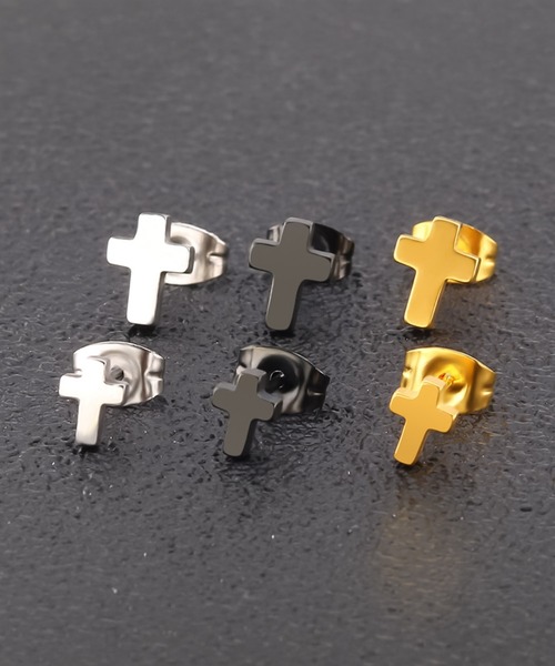 SBG(エスビー)の「SBG ステンレス クロススタッドピアス 片耳(ピアス(片耳用)・メンズ・ゴールド/ブラック/シルバー・#6/#8)」の4枚目の写真