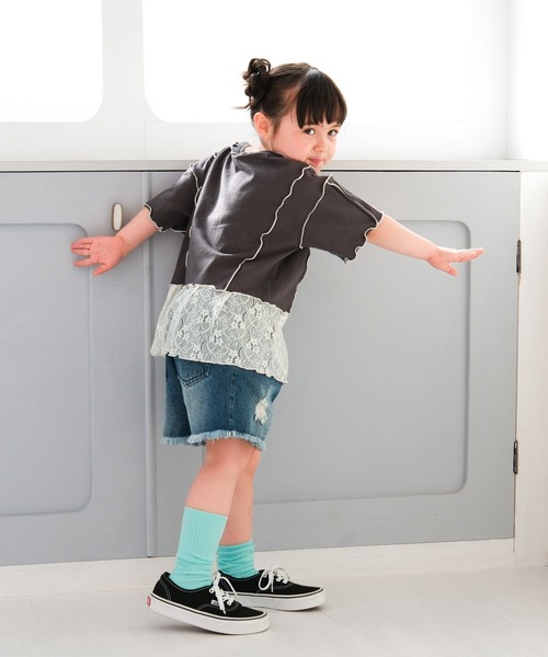 LEPSIM(レプシィム)の「【KIDS】ロゴメロウ裾レイヤーTSS 670936(Tシャツ/カットソー・キッズ・ライトグリーン/チャコールグレー・140/130/120)」の5枚目の写真