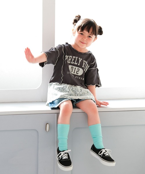 LEPSIM(レプシィム)の「【KIDS】ロゴメロウ裾レイヤーTSS 670936(Tシャツ/カットソー・キッズ・ライトグリーン/チャコールグレー・140/130/120)」の8枚目の写真