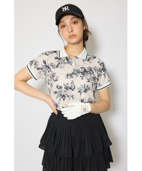RIENDA GOLF(リエンダゴルフ)の「【RIENDA GOLF 一部店舗・WEB限定】ラインコンパクトポロトップス(Tシャツ/カットソー・レディース・ピンク/ホワイト系その他/ブラック系その他・MEDIUM/SMALL)」の2枚目の写真