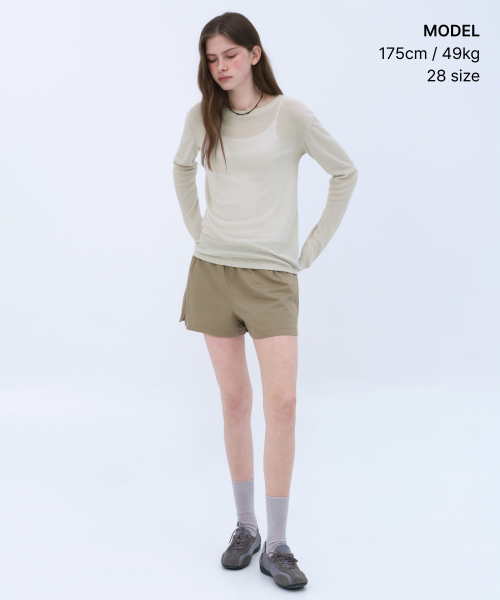 MUSINSA STANDARD WOMAN（ムシンサスタンダードウーマン）の「ウィメンズコットンバンディングショーツ[ベージュ]（その他パンツ・レディース・その他・24/26/28/30）」の2枚目の写真