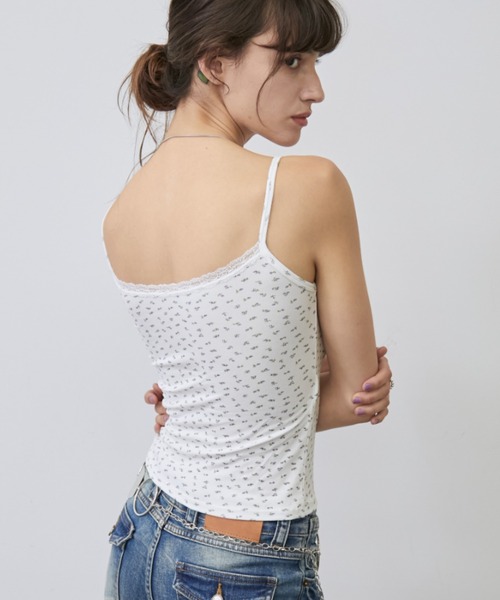 Rohwel(ローウェル)の「Flower Lace Cup-in Camisole / フラワーレースカップインキャミソール(キャミソール・レディース・ホワイト/グレー・FREE)」の6枚目の写真