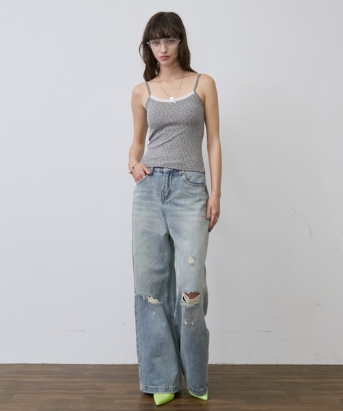Rohwel(ローウェル)の「Flower Lace Cup-in Camisole / フラワーレースカップインキャミソール(キャミソール・レディース・ホワイト/グレー・FREE)」の18枚目の写真