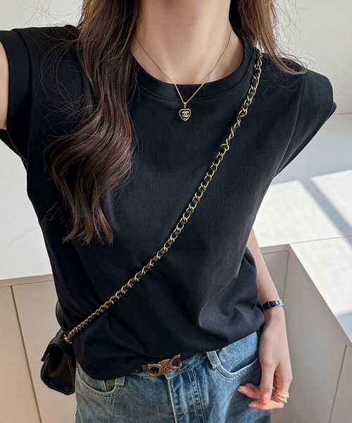 meJane(ミージェーン)の「デザインフレンチスリーブ Tシャツ(Tシャツ/カットソー・レディース・ブラック/チャコールグレー/ホワイト・FREE)」の2枚目の写真