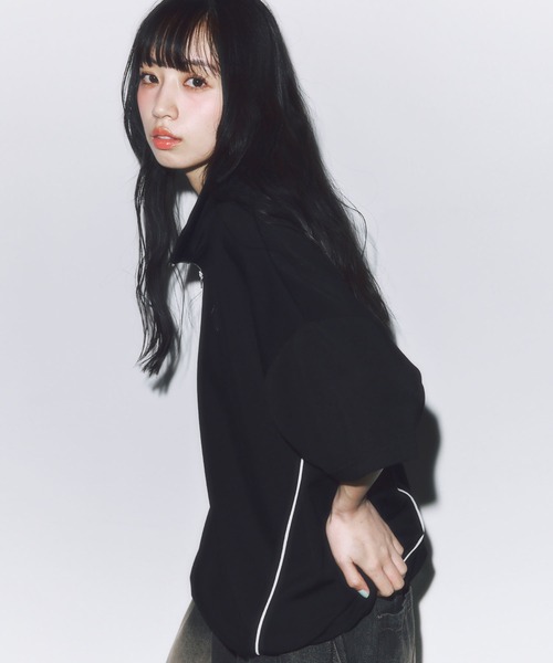 DAWNCE（ダウンス）の「［セットアップ対応］半袖ハーフジップトップス（Tシャツ/カットソー・メンズ・ブラック/杢グレー・L/M）」の7枚目の写真