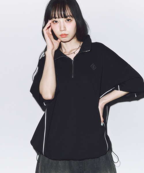 DAWNCE（ダウンス）の「［セットアップ対応］半袖ハーフジップトップス（Tシャツ/カットソー・メンズ・ブラック/杢グレー・L/M）」の10枚目の写真