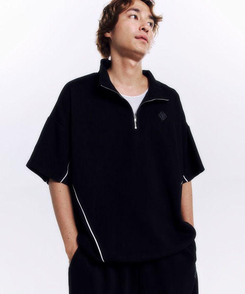 DAWNCE（ダウンス）の「［セットアップ対応］半袖ハーフジップトップス（Tシャツ/カットソー・メンズ・ブラック/杢グレー・L/M）」の12枚目の写真