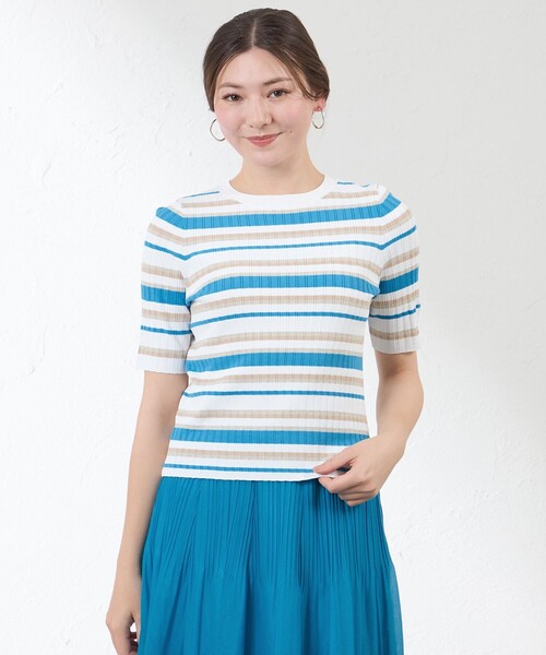 マルチボーダー ニットT（Tシャツ/カットソー）｜AMACA（アマカ）の