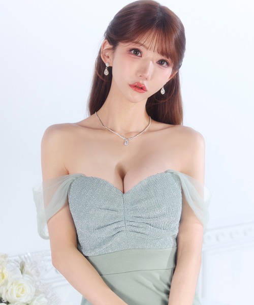 DAZZY（デイジー）の「ラメギャザーオフショル女神袖スリットタイトミニ丈キャバドレス（ドレス・レディース・ミント・S/M/L）」の10枚目の写真
