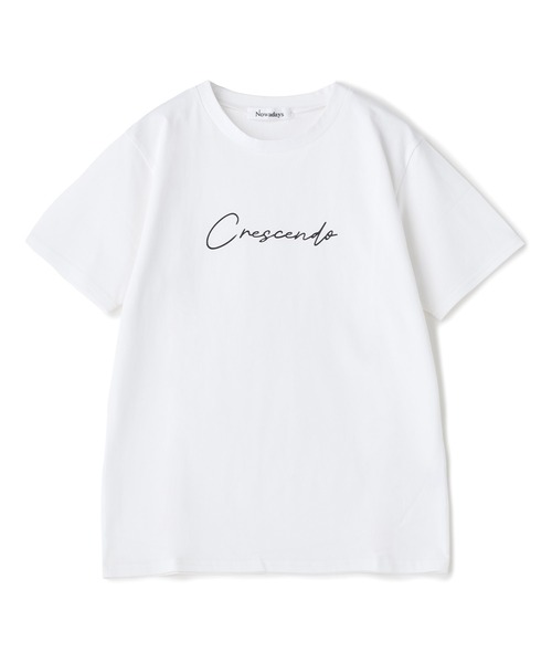 Nowadays(ナウアデイズ)の「シルケットコットンロゴTシャツ(Tシャツ/カットソー・レディース・ホワイト/ブラック・FREE)」の2枚目の写真
