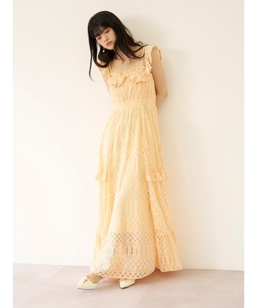 LILY BROWN(リリーブラウン)の「パッチワークレースワンピース(ワンピース・レディース・オレンジ/ホワイト/ブラック・1/0)」の5枚目の写真