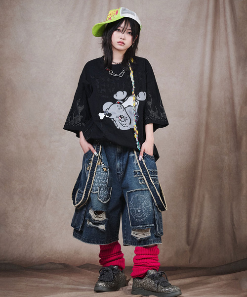 GALFY（ガルフィー）の「『GALFY/ガルフィー』ファイヤーピカピカTee【Z】（Tシャツ/カットソー・レディース・スモークピンク/ブラック・XL/L）」の5枚目の写真