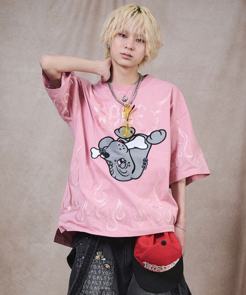 GALFY（ガルフィー）の「『GALFY/ガルフィー』ファイヤーピカピカTee【Z】（Tシャツ/カットソー・レディース・スモークピンク/ブラック・XL/L）」の7枚目の写真