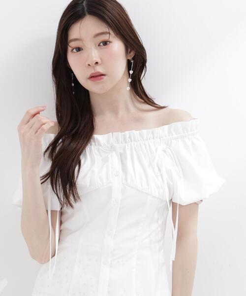 PROPORTION BODY DRESSING(プロポーションボディドレッシング)の「オフショルリボンブラウス / 1216210503(シャツ/ブラウス・レディース・ホワイト/ピンク/ブラック・FREE)」の1枚目の写真