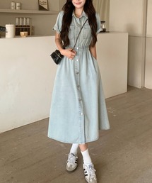 シャツデニムワンピース