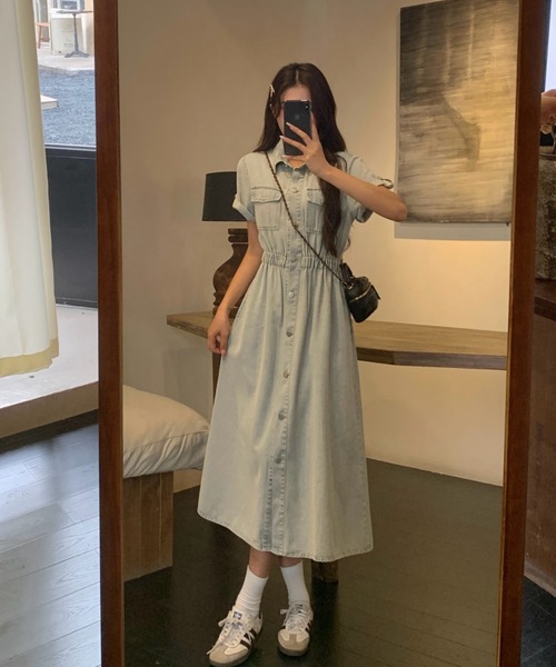 FAVORITO（ファヴォリート）の「シャツデニムワンピース（ワンピース・レディース・ブルー・XL/L/M）」の11枚目の写真