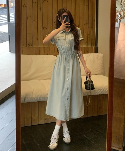 FAVORITO（ファヴォリート）の「シャツデニムワンピース（ワンピース・レディース・ブルー・XL/L/M）」の12枚目の写真