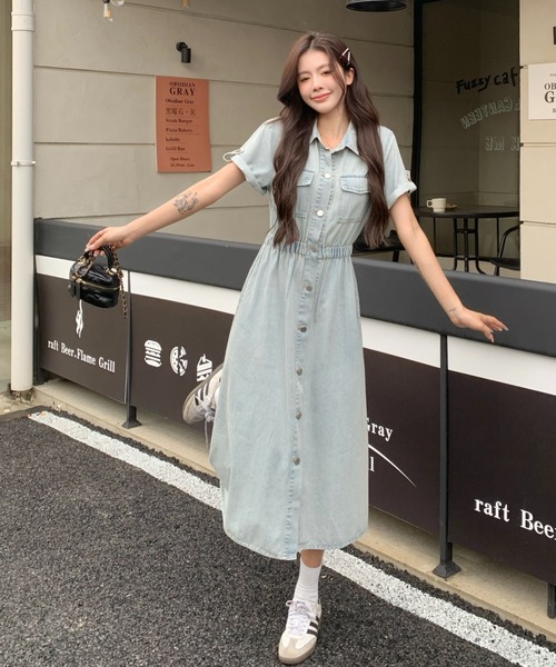 FAVORITO（ファヴォリート）の「シャツデニムワンピース（ワンピース・レディース・ブルー・XL/L/M）」の13枚目の写真